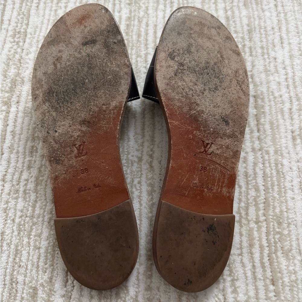 Louis Vuitton Lock It Leather Slides Mules Black size 38 - Picture 6 of 12